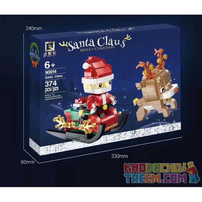 QIZHILE 90014 non Lego SANTA XE TRƯỢT TUYẾT VỚI TUẦN LỘC bộ đồ chơi xếp lắp ráp ghép mô hình Seasonal MERRY CHRISTMAS SANTA CLAUS Mùa Lễ Hội 374 khối