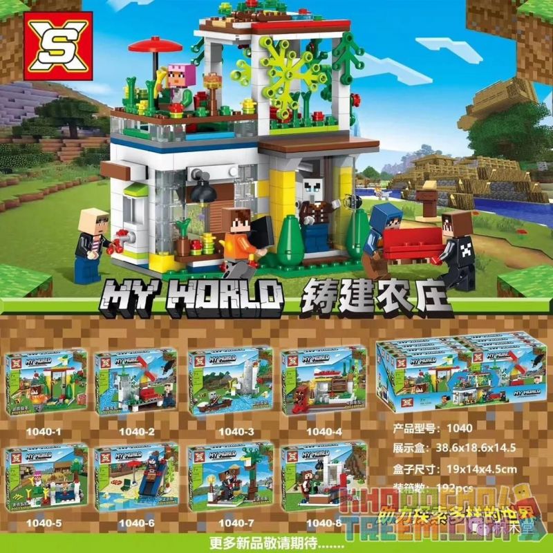 SX 1040 Xếp hình kiểu Lego MINECRAFT My World 8 Models Of Cast And Built Farms 8 Mô Hình Trang Trại đúc Và Xây Dựng 565 khối SX 1040 Xếp hình kiểu Lego MINECRAFT My World 8 Models Of Cast And Built Farms 8 Mô Hình Trang Trại đúc Và Xây Dựng 565 khối