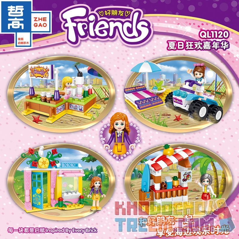 ZHEGAO QL1120 1120 non  LỄ HỘI MÙA HÈ 4 HỘP NHỎ bộ đồ chơi xếp lắp ráp ghép mô hình  Các Bạn Gái