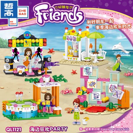ZHEGAO QL1121 1121 non  LỄ HỘI BÃI BIỂN PARTY 4 HỘP NHỎ bộ đồ chơi xếp lắp ráp ghép mô hình  Các Bạn Gái