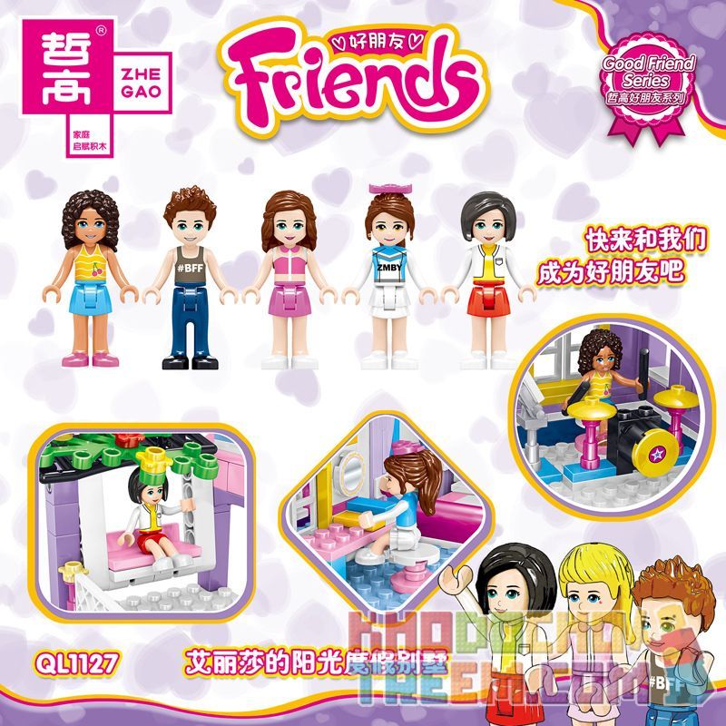 ZHEGAO QL1127 1127 non  BIỆT THỰ NGHỈ MÁT ĐẦY NẮNG CỦA ALISHA bộ đồ chơi xếp lắp ráp ghép mô hình  Các Bạn Gái 586 khối