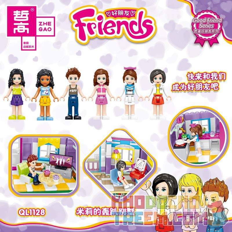 ZHEGAO QL1128 1128 non  BIỆT THỰ TIỆC TÙNG CỦA MILLIE bộ đồ chơi xếp lắp ráp ghép mô hình  Các Bạn Gái 775 khối