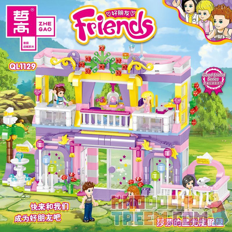 ZHEGAO QL1129 1129 non  NHÀ NGHỈ MÁT STARLIGHT CỦA SALSA bộ đồ chơi xếp lắp ráp ghép mô hình  Các Bạn Gái 665 khối