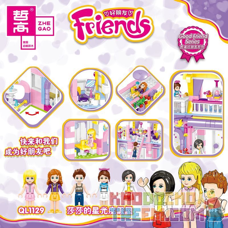 ZHEGAO QL1129 1129 non  NHÀ NGHỈ MÁT STARLIGHT CỦA SALSA bộ đồ chơi xếp lắp ráp ghép mô hình  Các Bạn Gái 665 khối