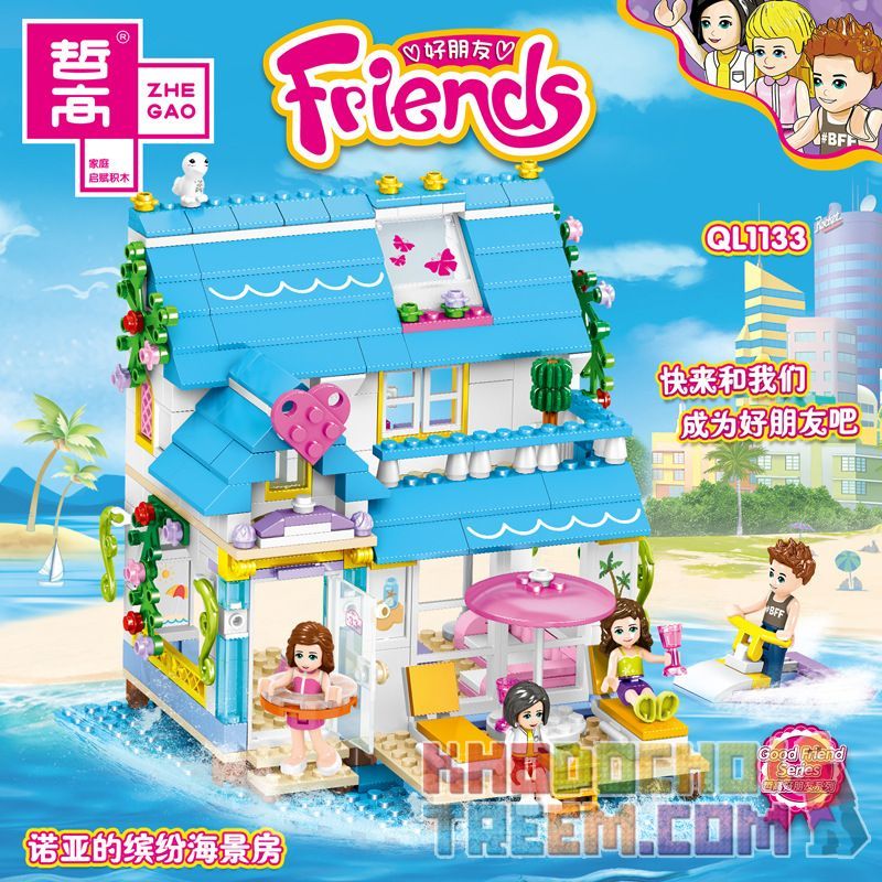 ZHEGAO QL1133 1133 non  PHÒNG ĐẦY MÀU SẮC NHÌN RA BIỂN CỦA NOAH bộ đồ chơi xếp lắp ráp ghép mô hình  Các Bạn Gái 458 khối