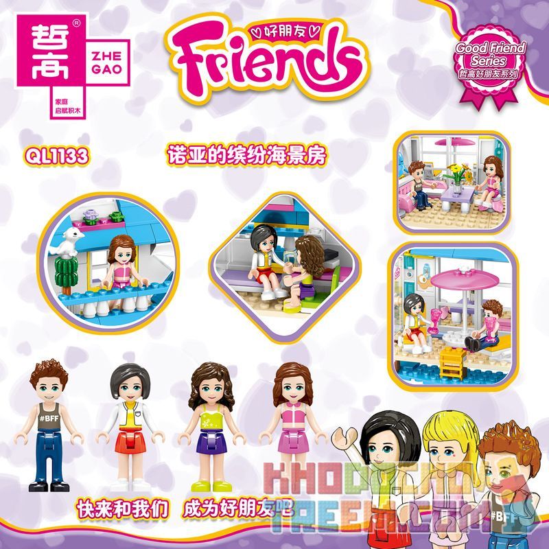ZHEGAO QL1133 1133 non  PHÒNG ĐẦY MÀU SẮC NHÌN RA BIỂN CỦA NOAH bộ đồ chơi xếp lắp ráp ghép mô hình  Các Bạn Gái 458 khối
