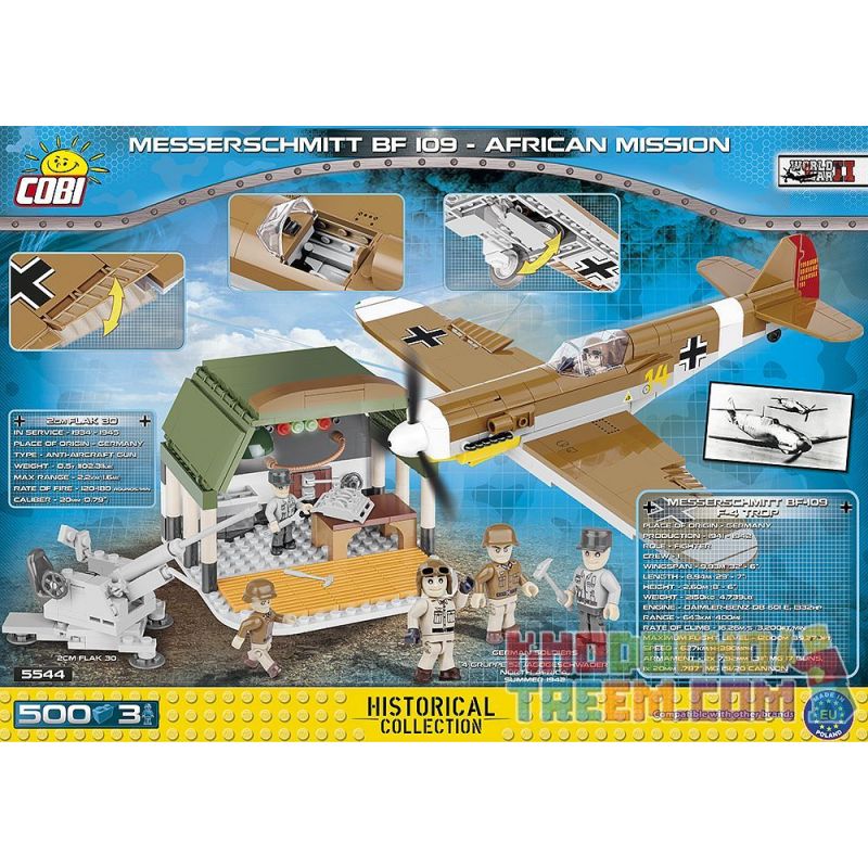 COBI 5544 non  NHIỆM VỤ CỦA MESSERSCHMIDT BF 109-CHÂU PHI bộ đồ chơi xếp lắp ráp ghép mô hình Military Army MESSERSCHMITT BF 109 - AFRICAN MISSION Quân Sự Bộ Đội 500 khối
