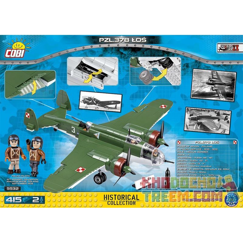 COBI 5532 non  PZL.37 MOOSE. bộ đồ chơi xếp lắp ráp ghép mô hình Military Army PZL.37B ŁOŚ Quân Sự Bộ Đội 415 khối