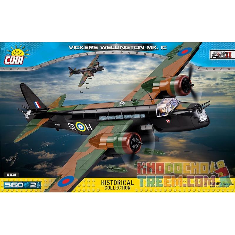 COBI 5531 Xếp hình kiểu Lego MILITARY ARMY Vickers Wellington Mk.1C Wellington Bomber Máy Bay Ném Bom Wellington 560 khối COBI 5531 Xếp hình kiểu Lego MILITARY ARMY Vickers Wellington Mk.1C Wellington Bomber Máy Bay Ném Bom Wellington 560 khối
