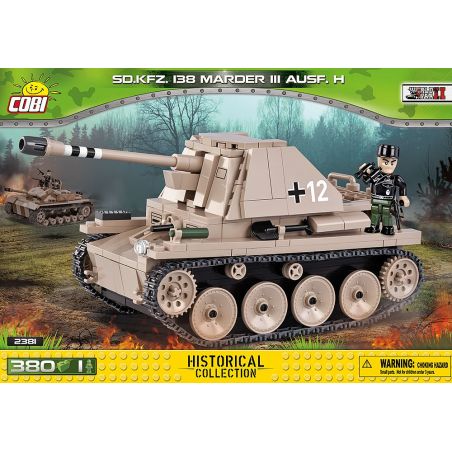 COBI 2381 non  PHÁO CHỐNG TĂNG TỰ HÀNH WEASEL III bộ đồ chơi xếp lắp ráp ghép mô hình Military Army SD.KFZ.138 MARDER III AUSF.H Quân Sự Bộ Đội 380 khối