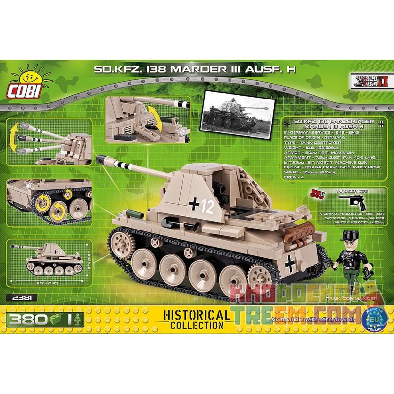 COBI 2381 non  PHÁO CHỐNG TĂNG TỰ HÀNH WEASEL III bộ đồ chơi xếp lắp ráp ghép mô hình Military Army SD.KFZ.138 MARDER III AUSF.H Quân Sự Bộ Đội 380 khối COBI 2381 non  PHÁO CHỐNG TĂNG TỰ HÀNH WEASEL III bộ đồ chơi xếp lắp ráp ghép mô hình Military Army SD.KFZ.138 MARDER III AUSF.H Quân Sự Bộ Đội 380 khối