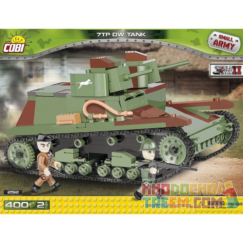 COBI 2512 non Lego BỂ 7TP DW bộ đồ chơi xếp lắp ráp ghép mô hình Military Army 7TP DW TANK Quân Sự Bộ Đội 400 khối