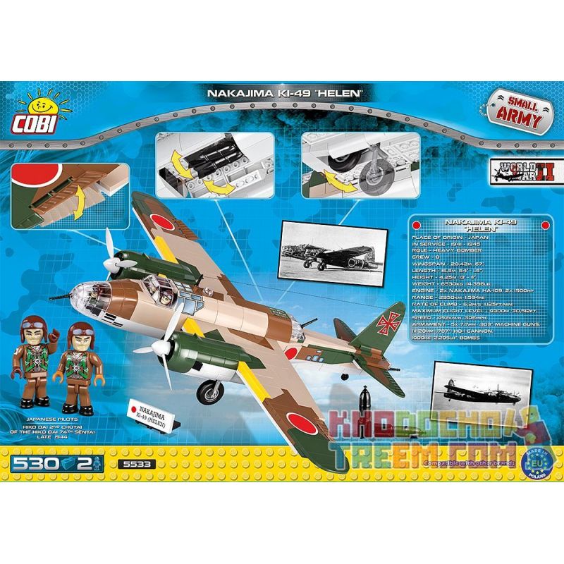COBI 5533 non  MÁY BAY NÉM BOM HẠNG NẶNG TUNLONG bộ đồ chơi xếp lắp ráp ghép mô hình Military Army NAKAJIMA KI-49 HELEN Quân Sự Bộ Đội 530 khối