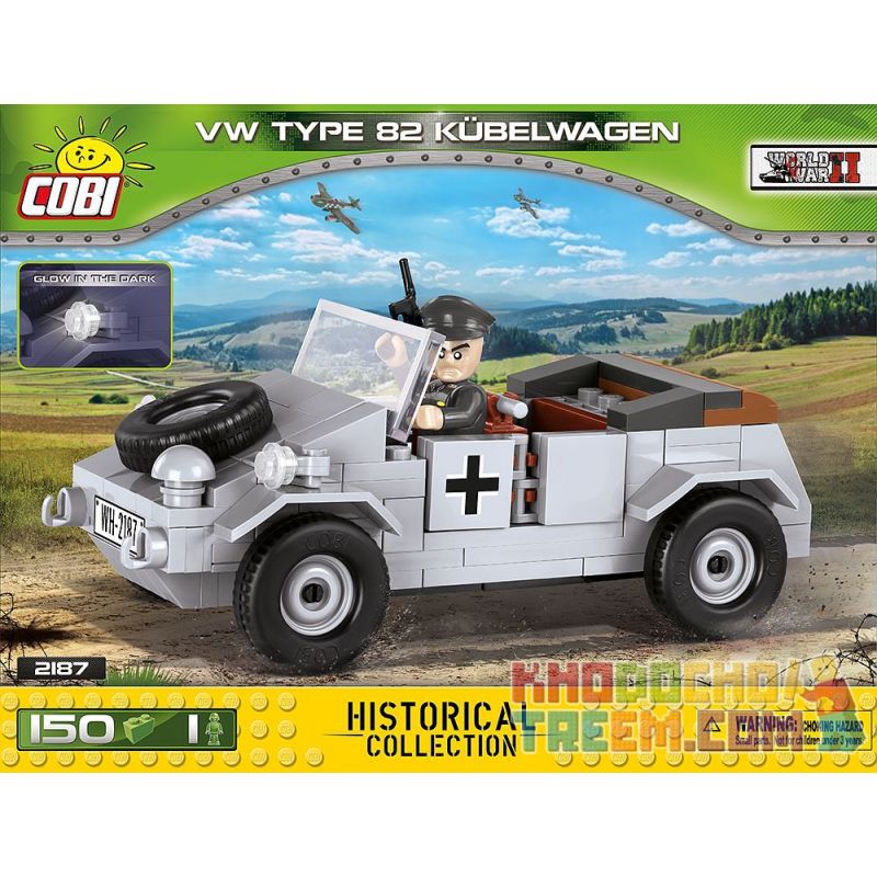 COBI 2187 Xếp hình kiểu Lego MILITARY ARMY VW Kübelwagen Typ 82 Type 82 Barrel Car Xe Thùng Loại 82 150 khối COBI 2187 Xếp hình kiểu Lego MILITARY ARMY VW Kübelwagen Typ 82 Type 82 Barrel Car Xe Thùng Loại 82 150 khối