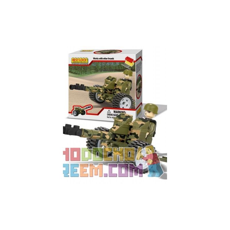 BEST-LOCK 509 non Lego ĐẠI BÁC bộ đồ chơi xếp lắp ráp ghép mô hình Military Army ARTILLERY GUN Quân Sự Bộ Đội 50 khối