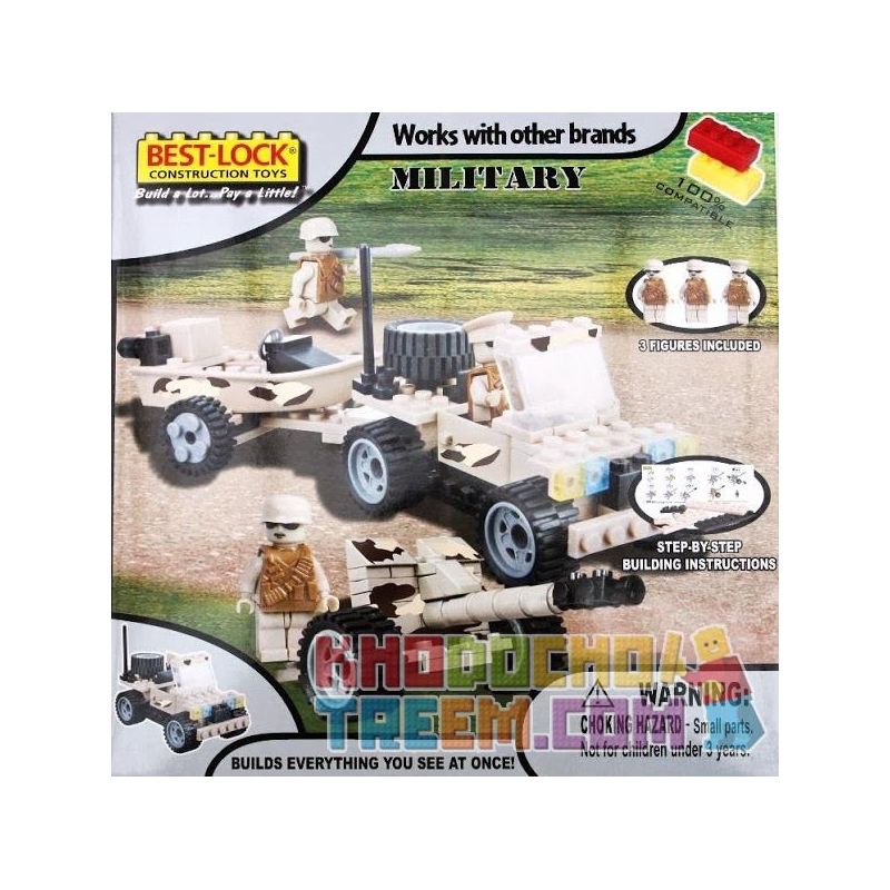 BEST-LOCK 01419 non Lego XE JEEP VÀ TÀU + PHÁO bộ đồ chơi xếp lắp ráp ghép mô hình Military Army JEEP WITH BOAT + ARTILLERY Quân Sự Bộ Đội