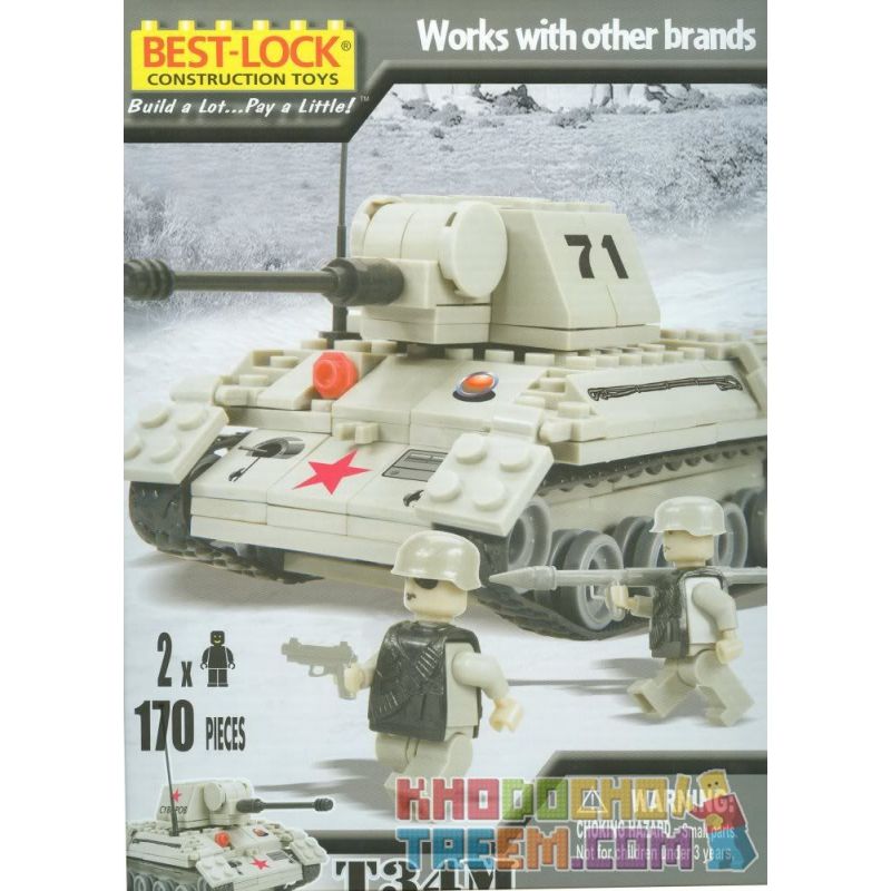 BEST-LOCK 401 non Lego XE TĂNG T-34M bộ đồ chơi xếp lắp ráp ghép mô hình Military Army T34M Quân Sự Bộ Đội 170 khối