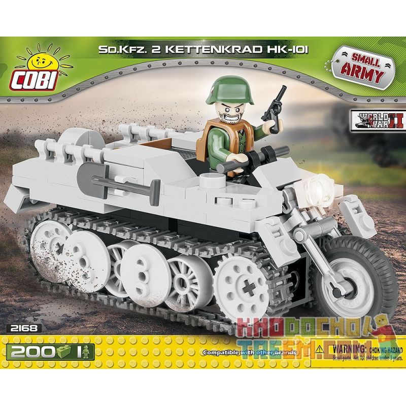 COBI 2168 non Lego MÔ TÔ NỬA ĐƯỜNG SDKFZ 2 bộ đồ chơi xếp lắp ráp ghép mô hình Military Army SD.KFZ.2 KETTENKRAD HK-101 Quân Sự Bộ Đội 200 khối