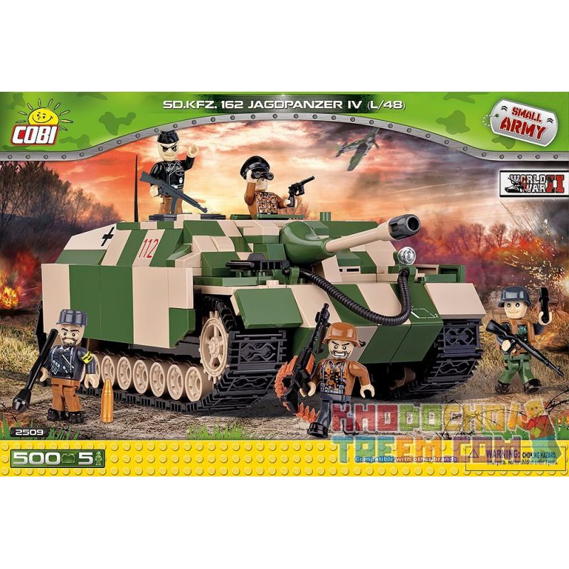 COBI 2509 non Lego PHÁO CHỐNG TĂNG TỰ HÀNH SỐ 4 bộ đồ chơi xếp lắp ráp ghép mô hình Military Army JAGDPANZER IV L AKA 48 SD.KFZ.162 Quân Sự Bộ Đội 500 khối