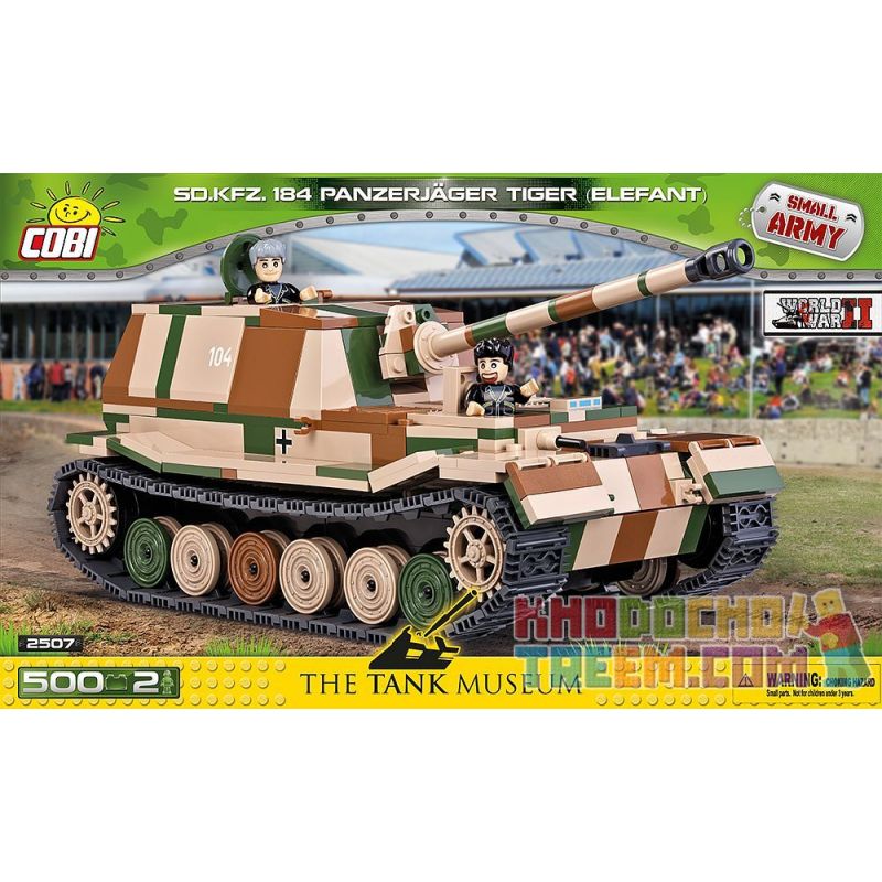 COBI 2507 non Lego PHÁO CHỐNG TĂNG TỰ HÀNH VOI bộ đồ chơi xếp lắp ráp ghép mô hình Military Army PANZERJÄGER TIGER ELEFANT Quân Sự Bộ Đội 500 khối