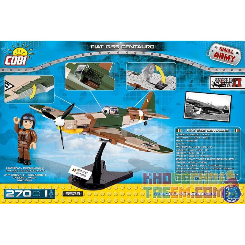 COBI 5528 non  MÁY BAY CHIẾN ĐẤU G.55 bộ đồ chơi xếp lắp ráp ghép mô hình Military Army FIAT G.55 CENTAURO Quân Sự Bộ Đội 270 khối