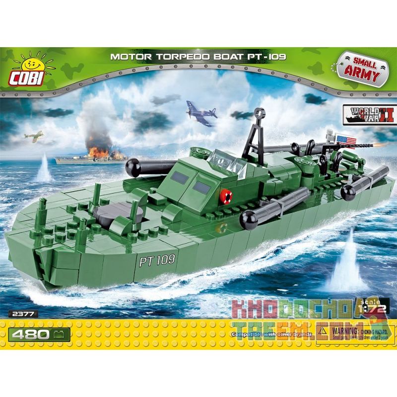 COBI 2377 non Lego THUYỀN TUẦN TRA NGƯ LÔI PT-109 bộ đồ chơi xếp lắp ráp ghép mô hình Military Army MOTOR TORPEDO BOAT PT-109 Quân Sự Bộ Đội 480 khối