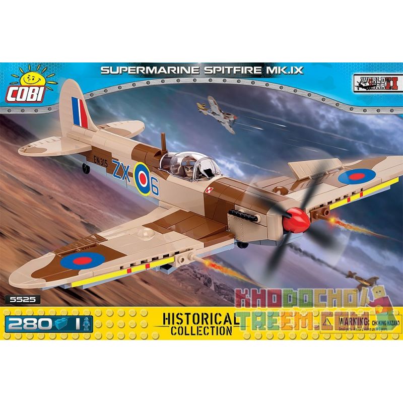 COBI 5525 non Lego SPITFIRE MK IX bộ đồ chơi xếp lắp ráp ghép mô hình Military Army SUPERMARINE SPITFIRE MK. IX Quân Sự Bộ Đội 280 khối