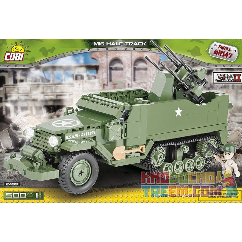 COBI 2499 non Lego M16 BÁN ĐƯỜNG bộ đồ chơi xếp lắp ráp ghép mô hình Military Army M16 HALF-TRACK Quân Sự Bộ Đội 500 khối
