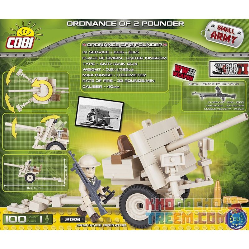 COBI 2189 non  QF 2 POUNDER bộ đồ chơi xếp lắp ráp ghép mô hình Military Army ORDNANCE QF 2-POUNDER Quân Sự Bộ Đội 100 khối COBI 2189 non  QF 2 POUNDER bộ đồ chơi xếp lắp ráp ghép mô hình Military Army ORDNANCE QF 2-POUNDER Quân Sự Bộ Đội 100 khối