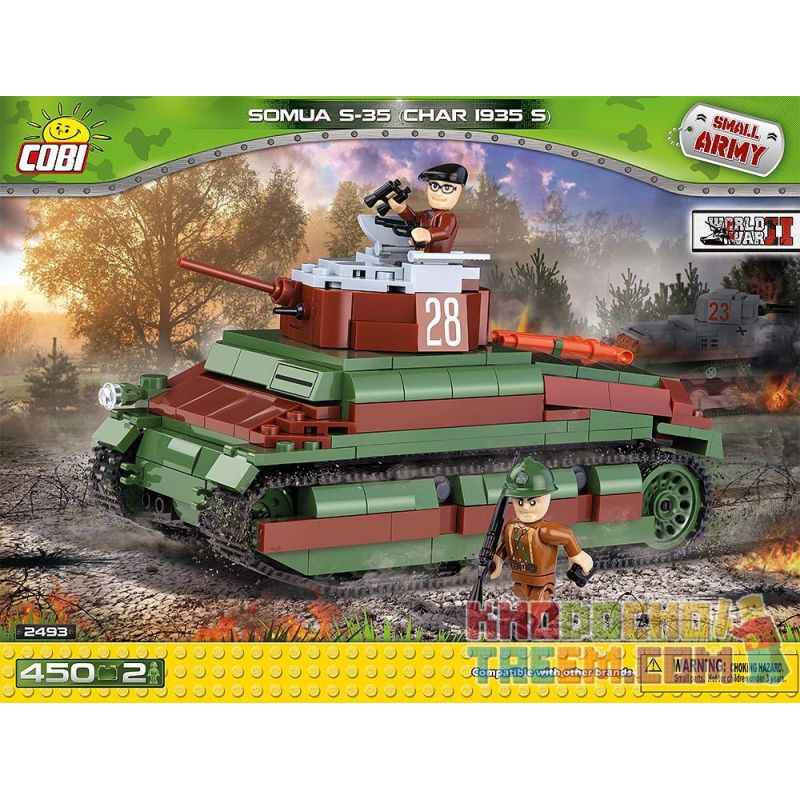 COBI 2493 non Lego XE TĂNG SOMA S-35 bộ đồ chơi xếp lắp ráp ghép mô hình Military Army SOMUA S-35 (CHAR 1935S) Quân Sự Bộ Đội 450 khối