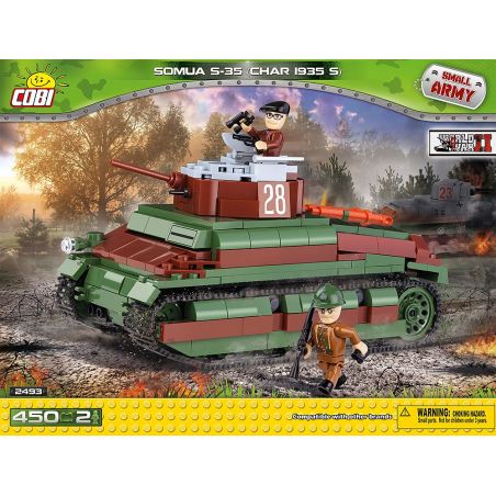 COBI 2493 non  XE TĂNG SOMA S-35 bộ đồ chơi xếp lắp ráp ghép mô hình Military Army SOMUA S-35 (CHAR 1935S) Quân Sự Bộ Đội 450 khối