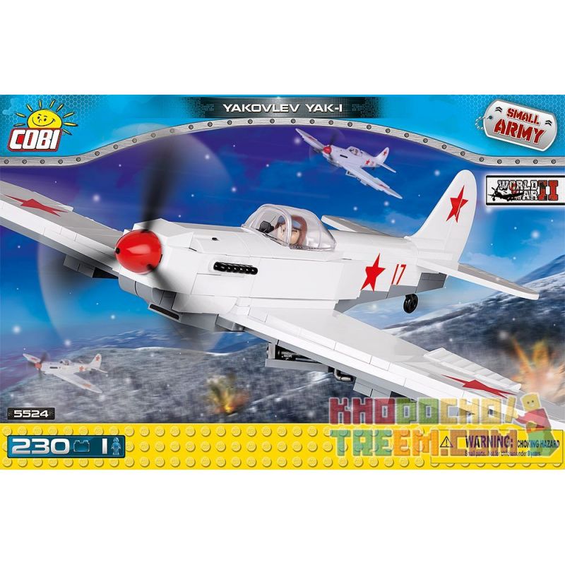 COBI 5524 non Lego MÁY BAY CHIẾN ĐẤU YAK-1 bộ đồ chơi xếp lắp ráp ghép mô hình Military Army YAKOVLEV YAK-1 Quân Sự Bộ Đội 230 khối