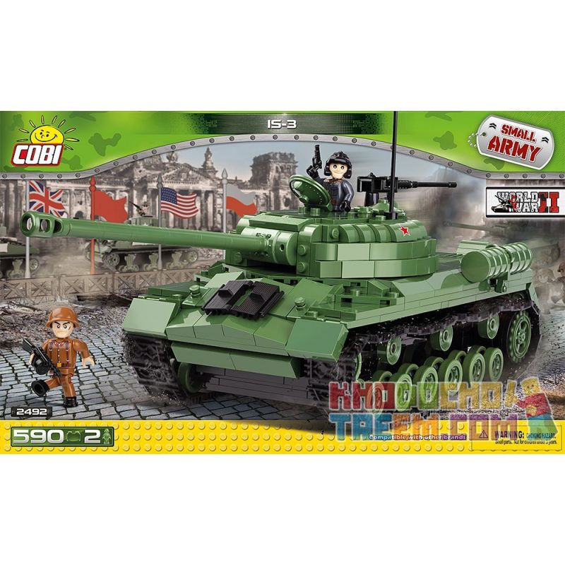 COBI 2492 non Lego XE TĂNG IS-3 bộ đồ chơi xếp lắp ráp ghép mô hình Military Army Quân Sự Bộ Đội 590 khối