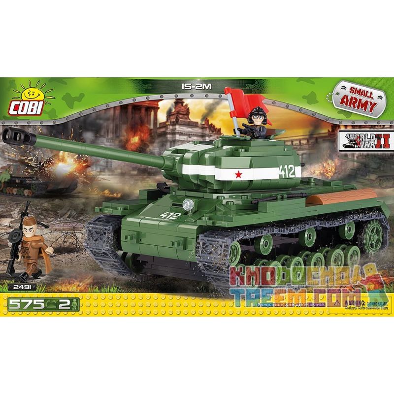 COBI 2491 non Lego XE TĂNG IS-2M bộ đồ chơi xếp lắp ráp ghép mô hình Military Army Quân Sự Bộ Đội 575 khối