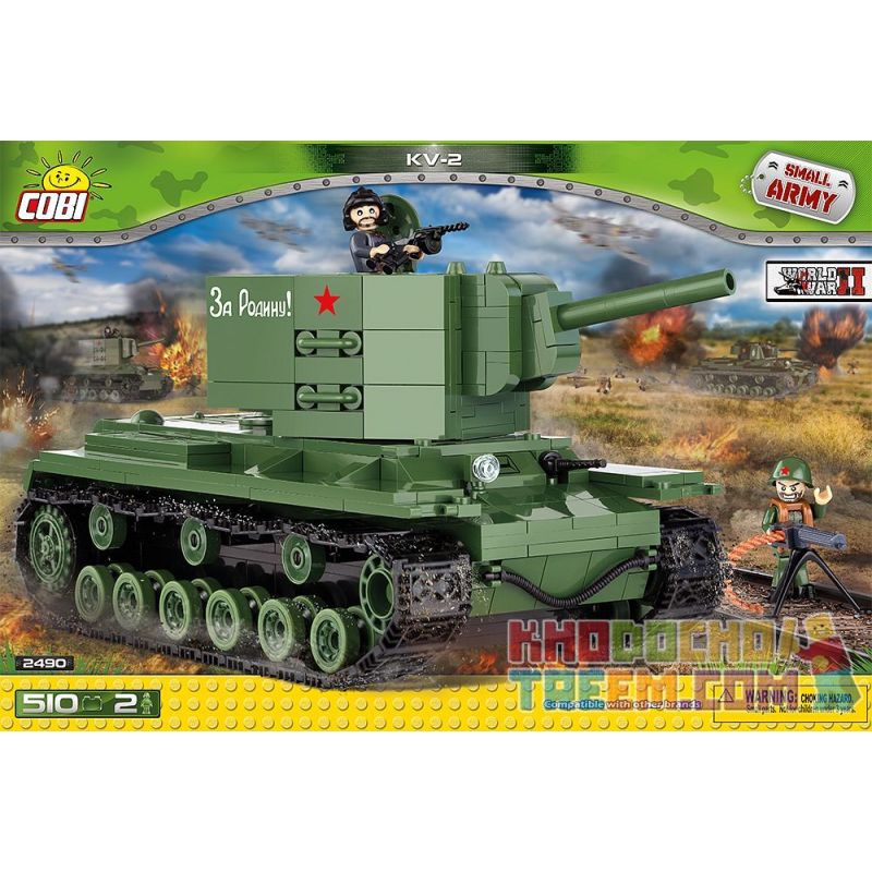COBI 2490 non Lego XE TĂNG KV-2 bộ đồ chơi xếp lắp ráp ghép mô hình Military Army Quân Sự Bộ Đội 510 khối