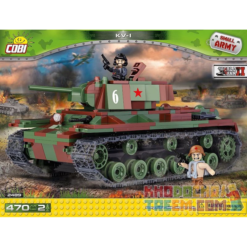 COBI 2489 non Lego XE TĂNG KV-1 bộ đồ chơi xếp lắp ráp ghép mô hình Military Army Quân Sự Bộ Đội 470 khối