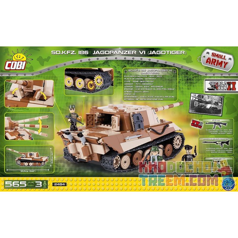 COBI 2484 non  HUNTING TIGER XUẤT KHẨU BATTLE VI bộ đồ chơi xếp lắp ráp ghép mô hình Military Army SD. KFZ. 186 JAGDPANZER VI Quân Sự Bộ Đội 565 khối COBI 2484 non  HUNTING TIGER XUẤT KHẨU BATTLE VI bộ đồ chơi xếp lắp ráp ghép mô hình Military Army SD. KFZ. 186 JAGDPANZER VI Quân Sự Bộ Đội 565 khối