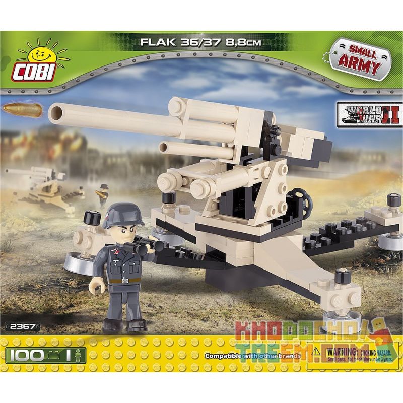 COBI 2367 WD-5550 5550 WD5550 non Lego SÚNG PHÒNG KHÔNG 88 MM bộ đồ chơi xếp lắp ráp ghép mô hình Military Army FLAK 36/37 8.8 CM Quân Sự Bộ Đội 100 khối