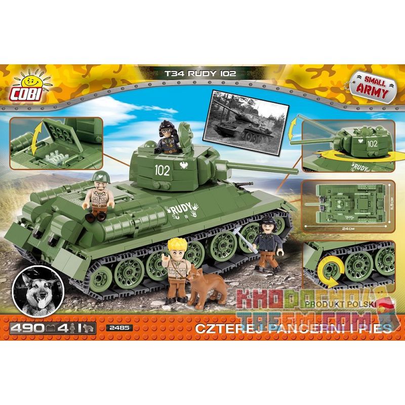 COBI 2485 non  T-34 RUDY 102 bộ đồ chơi xếp lắp ráp ghép mô hình Military Army Quân Sự Bộ Đội 490 khối