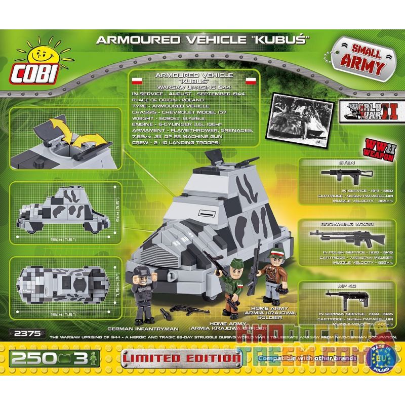 COBI 2375 non  XE BỌC THÉP KUBUŚ bộ đồ chơi xếp lắp ráp ghép mô hình Military Army ARMOURED VEHICLE "KUBUŚ" Quân Sự Bộ Đội 250 khối COBI 2375 non  XE BỌC THÉP KUBUŚ bộ đồ chơi xếp lắp ráp ghép mô hình Military Army ARMOURED VEHICLE "KUBUŚ" Quân Sự Bộ Đội 250 khối