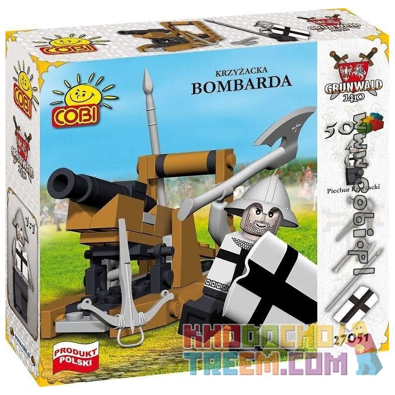 COBI 27051 27054 non Lego PHÁO ĐÁ bộ đồ chơi xếp lắp ráp ghép mô hình Medieval Castle BOMBARDA Chiến Tranh Trung Cổ 50 khối