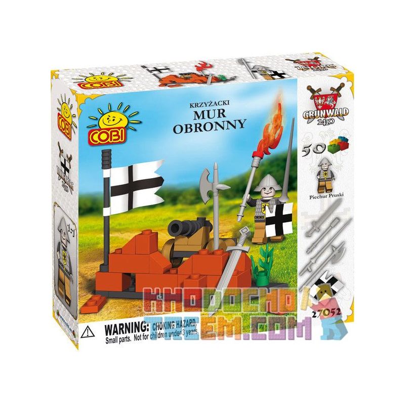 COBI 27052 27055 non Lego TƯỜNG PHÒNG THỦ bộ đồ chơi xếp lắp ráp ghép mô hình Medieval Castle DEFENCE WALL Chiến Tranh Trung Cổ 50 khối