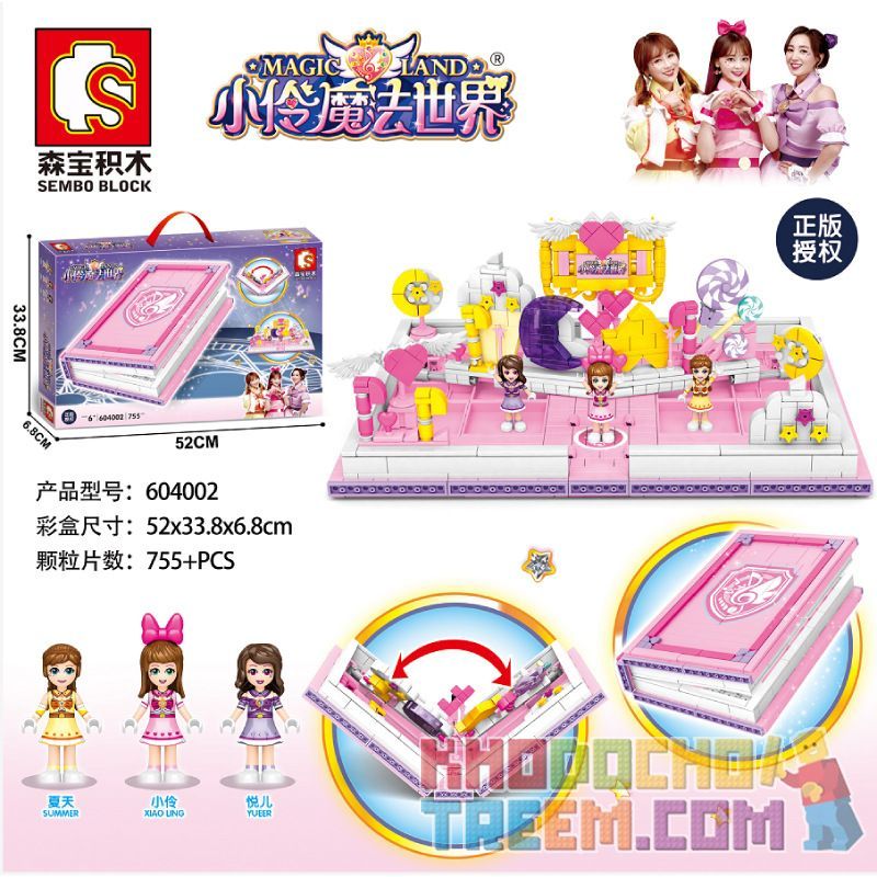 SEMBO 604002 non  SÁCH PHÒNG SỐNG SÁNG TẠO THẾ GIỚI PHÉP THUẬT XIAOLING bộ đồ chơi xếp lắp ráp ghép mô hình  MAGIC LAND Các Bạn Gái 755 khối