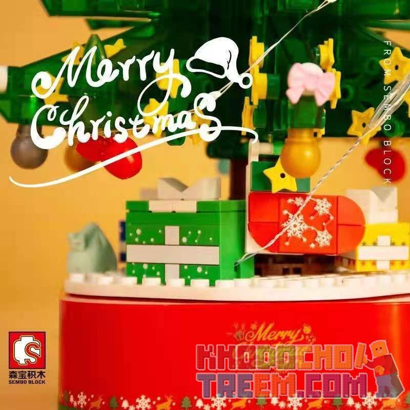 SEMBO 601097 non  HỘP NHẠC CÂY THÔNG NOEL XOAY NHẸ LỄ HỘI bộ đồ chơi xếp lắp ráp ghép mô hình Creator CHRISTMAS Sáng Tạo 486 khối