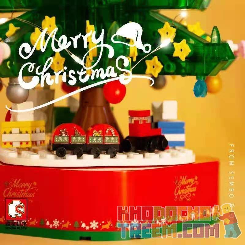 SEMBO 601097 non  HỘP NHẠC CÂY THÔNG NOEL XOAY NHẸ LỄ HỘI bộ đồ chơi xếp lắp ráp ghép mô hình Creator CHRISTMAS Sáng Tạo 486 khối