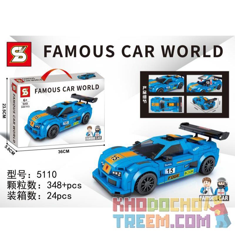 SEMBO 607325 SHENG YUAN SY 5110 non Lego THẾ GIỚI XE SANG APOLLO bộ đồ chơi xếp lắp ráp ghép mô hình Racers FAMOUS CAR WORLD Đua Tốc Độ 348 khối