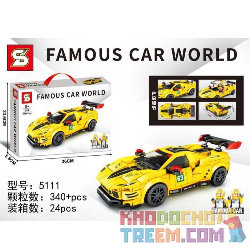 SEMBO 607326 SHENG YUAN SY 5111 non Lego THẾ GIỚI XE SANG CHEVROLET C8R bộ đồ chơi xếp lắp ráp ghép mô hình Racers FAMOUS CAR WORLD Đua Tốc Độ 340 khối