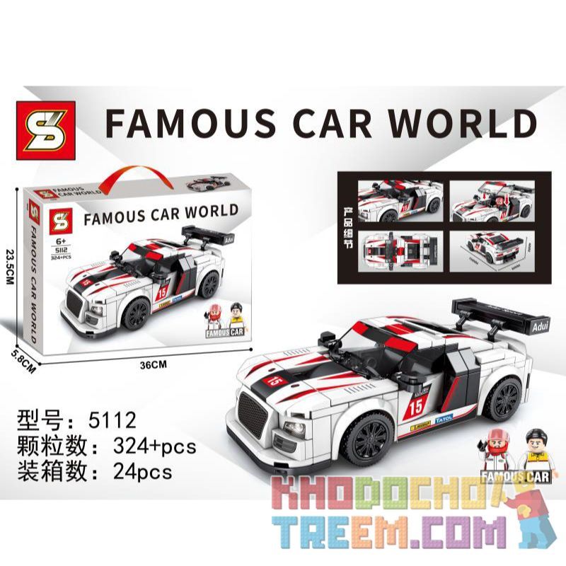 SEMBO 607327 SHENG YUAN SY 5112 non Lego AUDI. bộ đồ chơi xếp lắp ráp ghép mô hình Racers FAMOUS CAR WORLD Đua Tốc Độ 324 khối