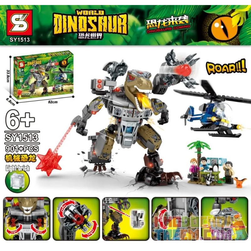 SHENG YUAN SY SY1513 1513 Xếp hình kiểu Lego JURASSIC WORLD Dinosaurs Coming Dinosaur World Mechanical Dinosaur Khủng Long Cơ 901 khối SHENG YUAN SY SY1513 1513 Xếp hình kiểu Lego JURASSIC WORLD Dinosaurs Coming Dinosaur World Mechanical Dinosaur Khủng Long Cơ 901 khối