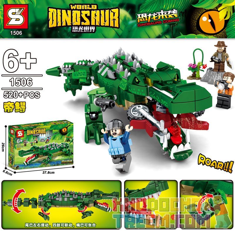 SHENG YUAN SY SY1506 1506 non Lego CÁ SẤU HOÀNG ĐẾ bộ đồ chơi xếp lắp ráp ghép mô hình Jurassic World DINOSAURS COMING Thế Giới Khủng Long 520 khối